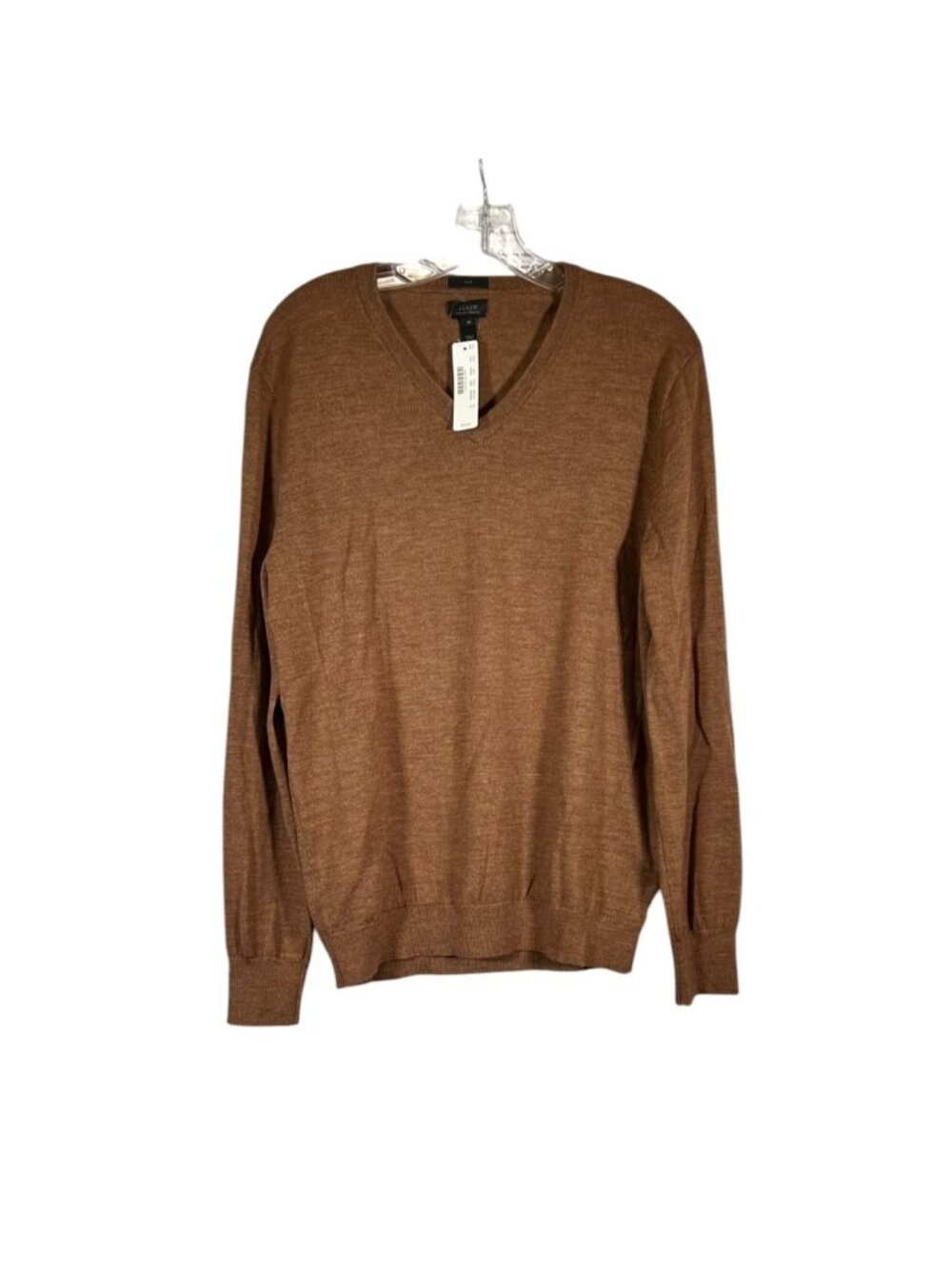 ⁠NWT J.Crew Italian Merino Wool V-Neck Sweater M Slim Brown $79.50